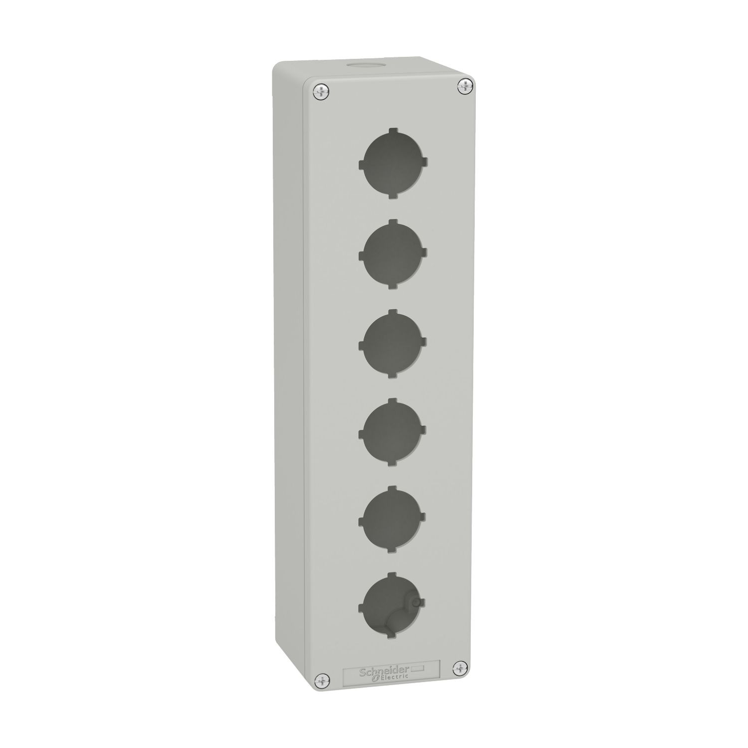 Picture of Empty control station, Harmony XAP, XB2 SL, aluminium, grey, M32, 6 cut outs 30mm with notches, 80x310x77mm