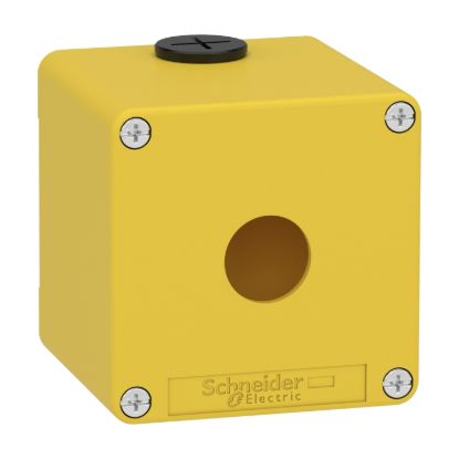 Picture of Die cast empty control station, Harmony XAP, XB2 SL, zinc alloy, yellow, M20, 1 cut out 22mm, 80x80x77mm, UL cULus