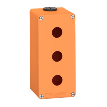 Picture of Empty control station, Harmony XAP, XB2 SL, zinc alloy, orange, M25, 3 cut outs 22mm, 80x175x77mm