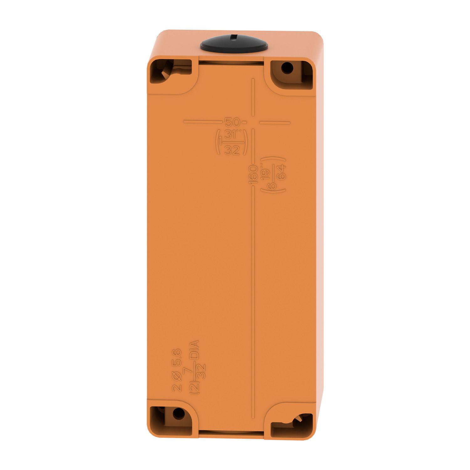 Picture of Empty control station, Harmony XAP, XB2 SL, zinc alloy, orange, M25, 3 cut outs 30mm with notches, 80x175x77mm