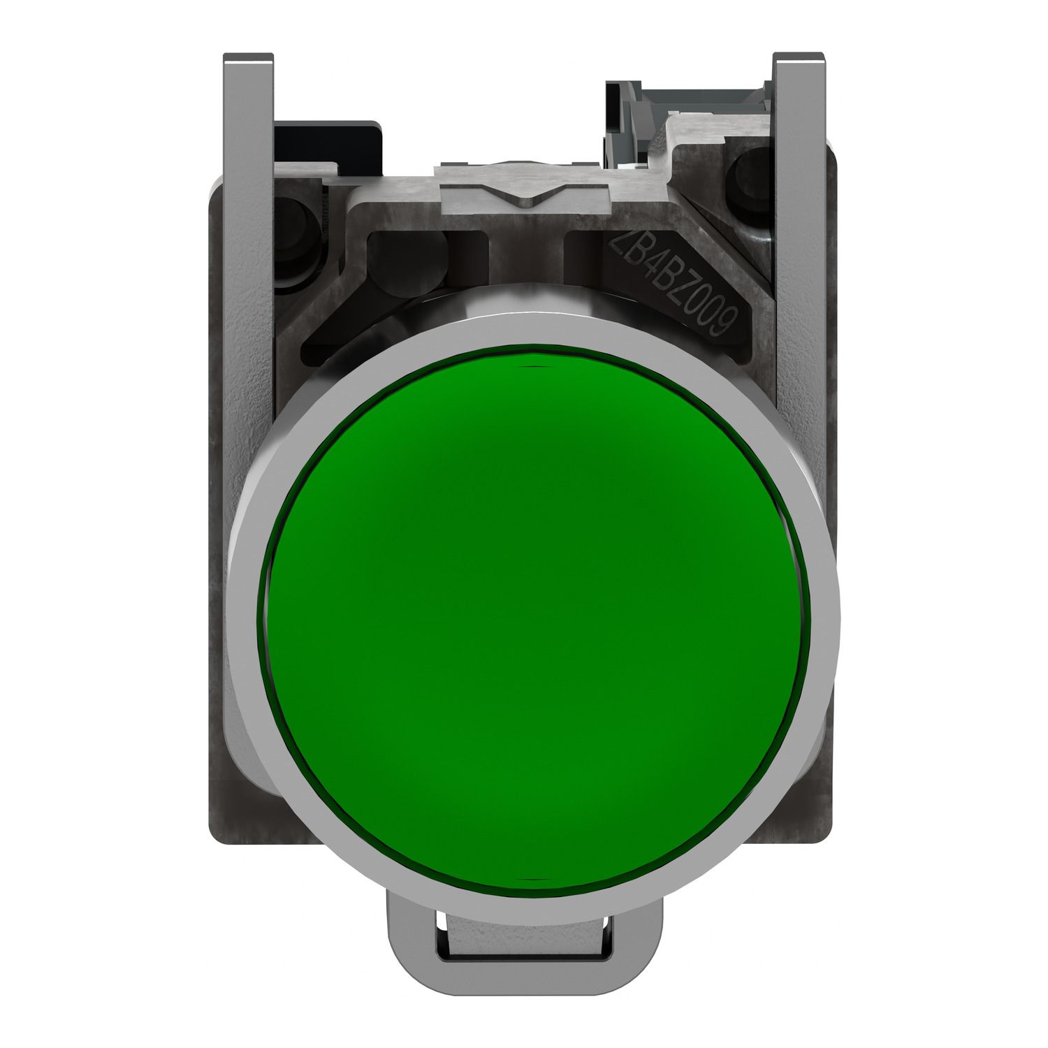 Picture of Push button, metal, Harmony XB4, flush, green, 22mm, spring return, unmarked, 1NO