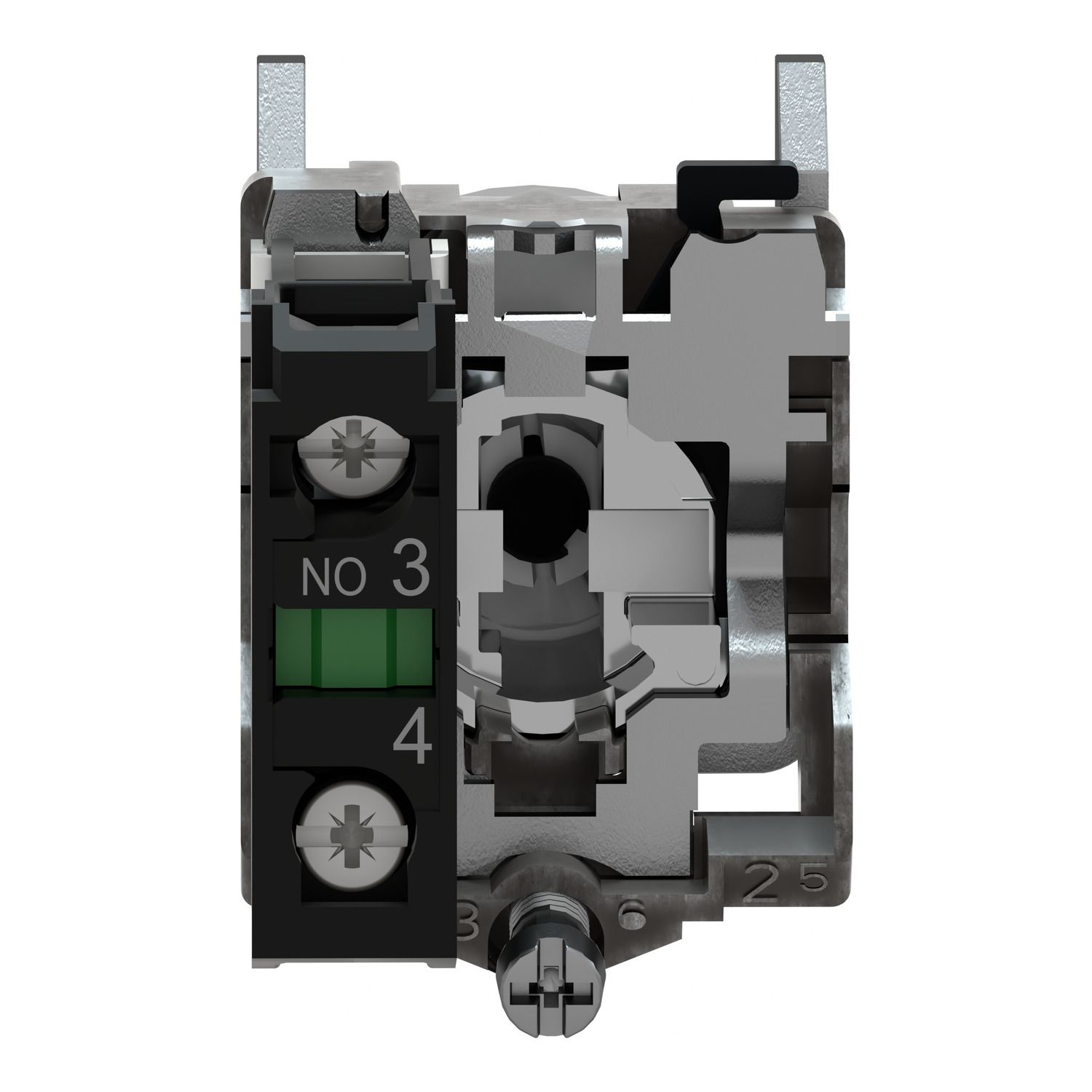 Picture of Selector switch, Harmony XB4, metal, black, 22mm, 2 positions, stay put, 1NO