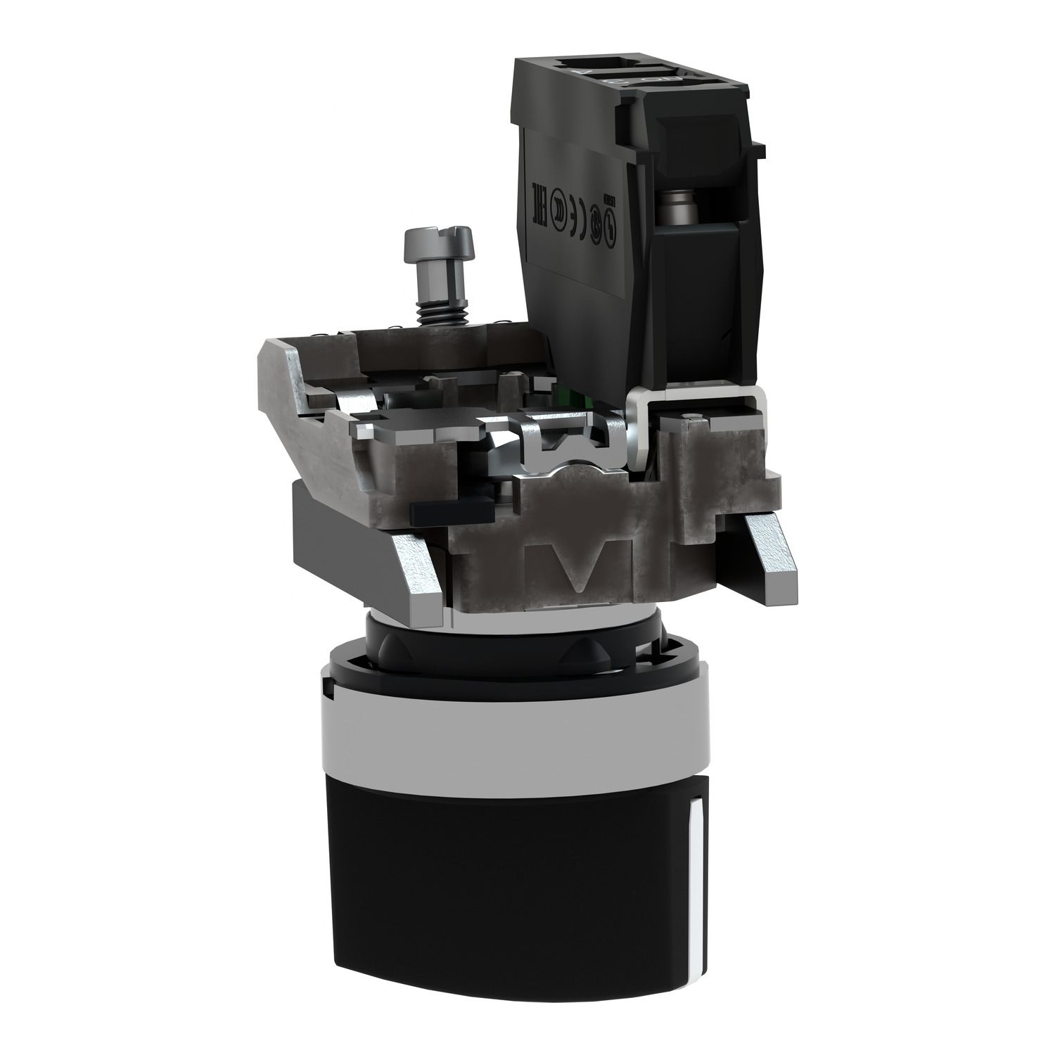 Picture of Selector switch, Harmony XB4, metal, black, 22mm, 2 positions, stay put, 1NO