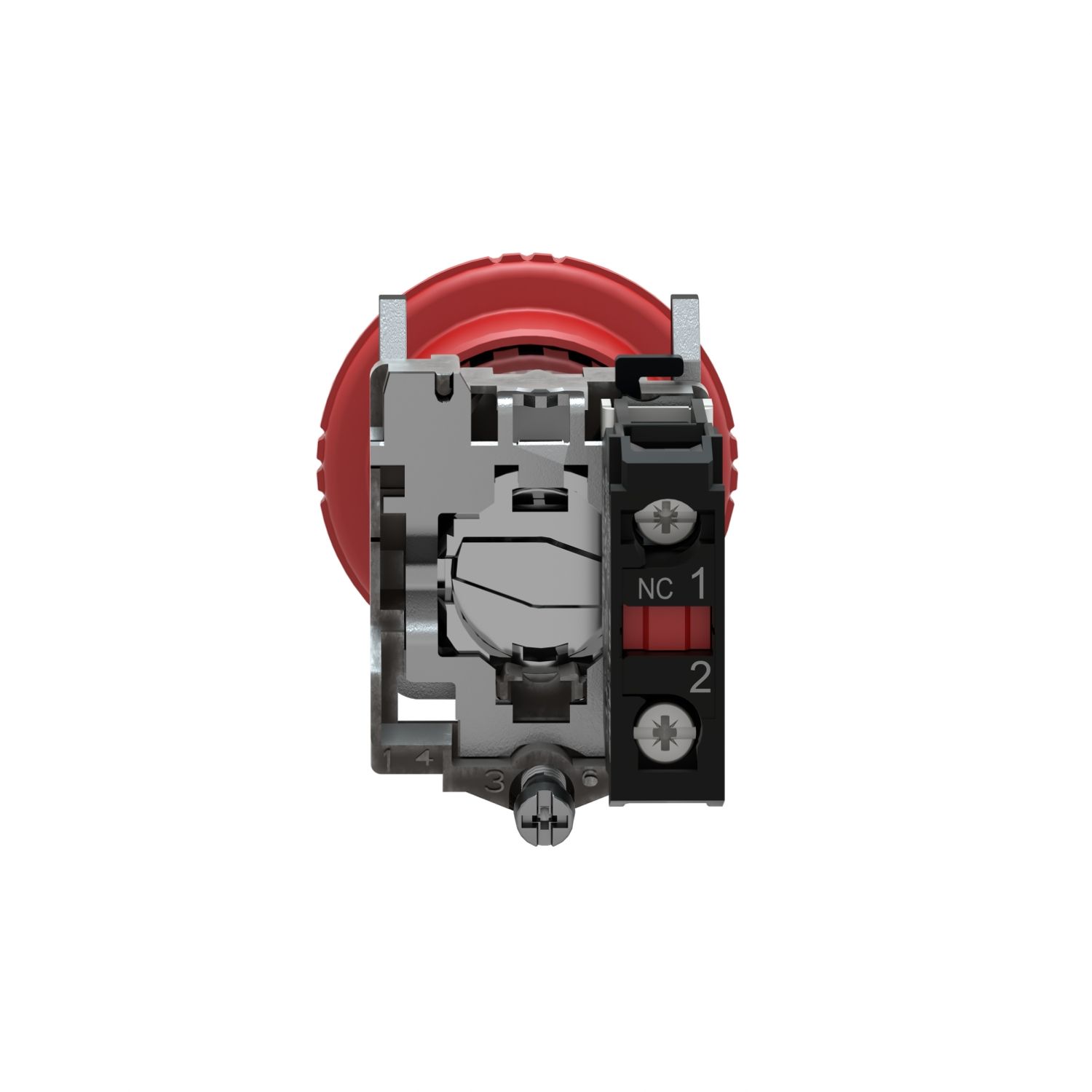 Picture of Emergency switching off push button, Harmony XB4, metal, red mushroom 40mm, 22mm, trigger latching turn to release, 1NC