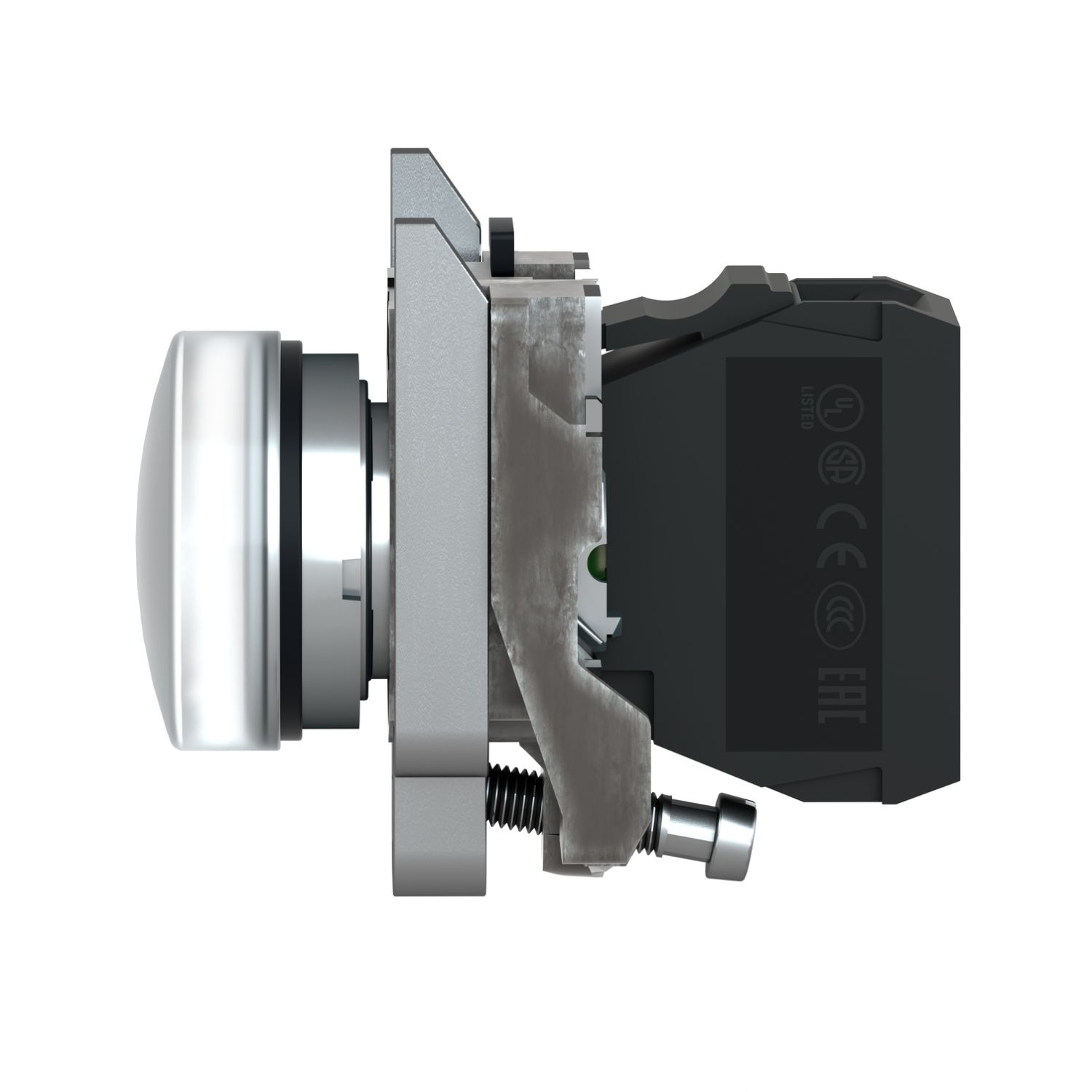 Picture of Pilot light, Harmony XB4,metal, white, 22mm, universal LED, plain lens, 110...120V AC