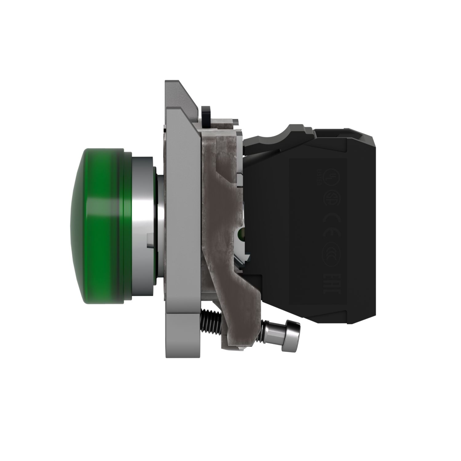 Picture of Pilot light, Harmony XB4,metal, green, 22mm, universal LED, plain lens, 110...120V AC