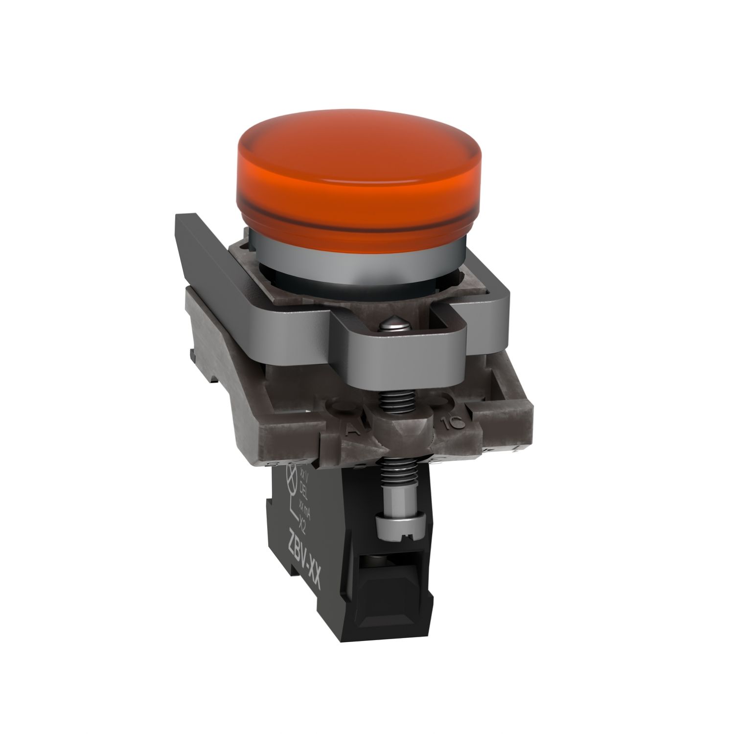 Picture of Pilot light, Harmony XB4,metal, orange, 22mm, universal LED, plain lens, 110...120V AC