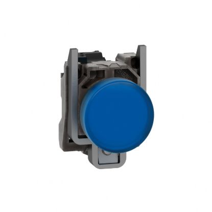Picture of Pilot light, Harmony XB4,metal, blue, 22mm, universal LED, plain lens, 110...120V AC