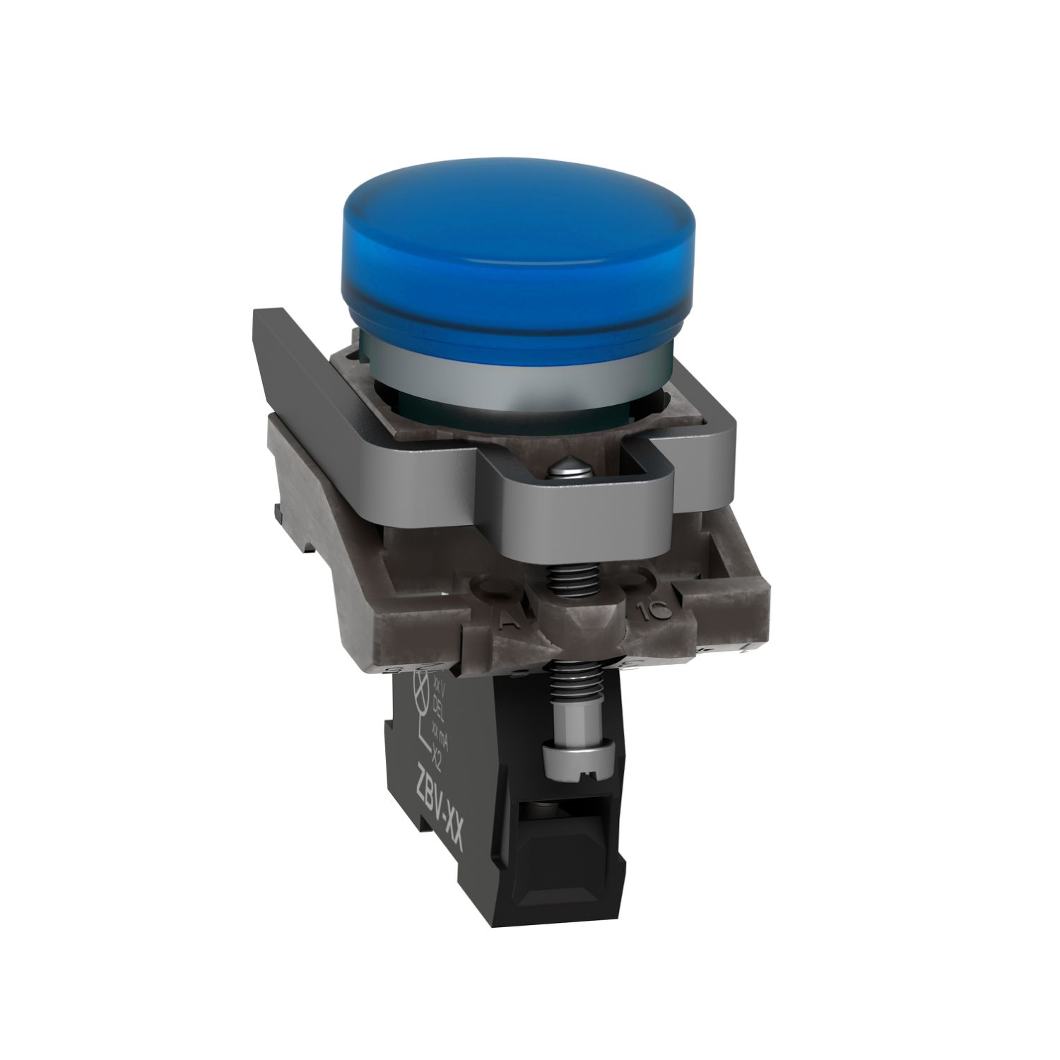 Picture of Pilot light, Harmony XB4,metal, blue, 22mm, universal LED, plain lens, 110...120V AC