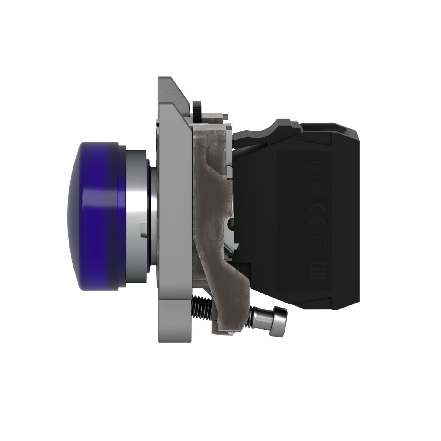 Picture of Pilot light, Harmony XB4,metal, blue, 22mm, universal LED, plain lens, 110...120V AC