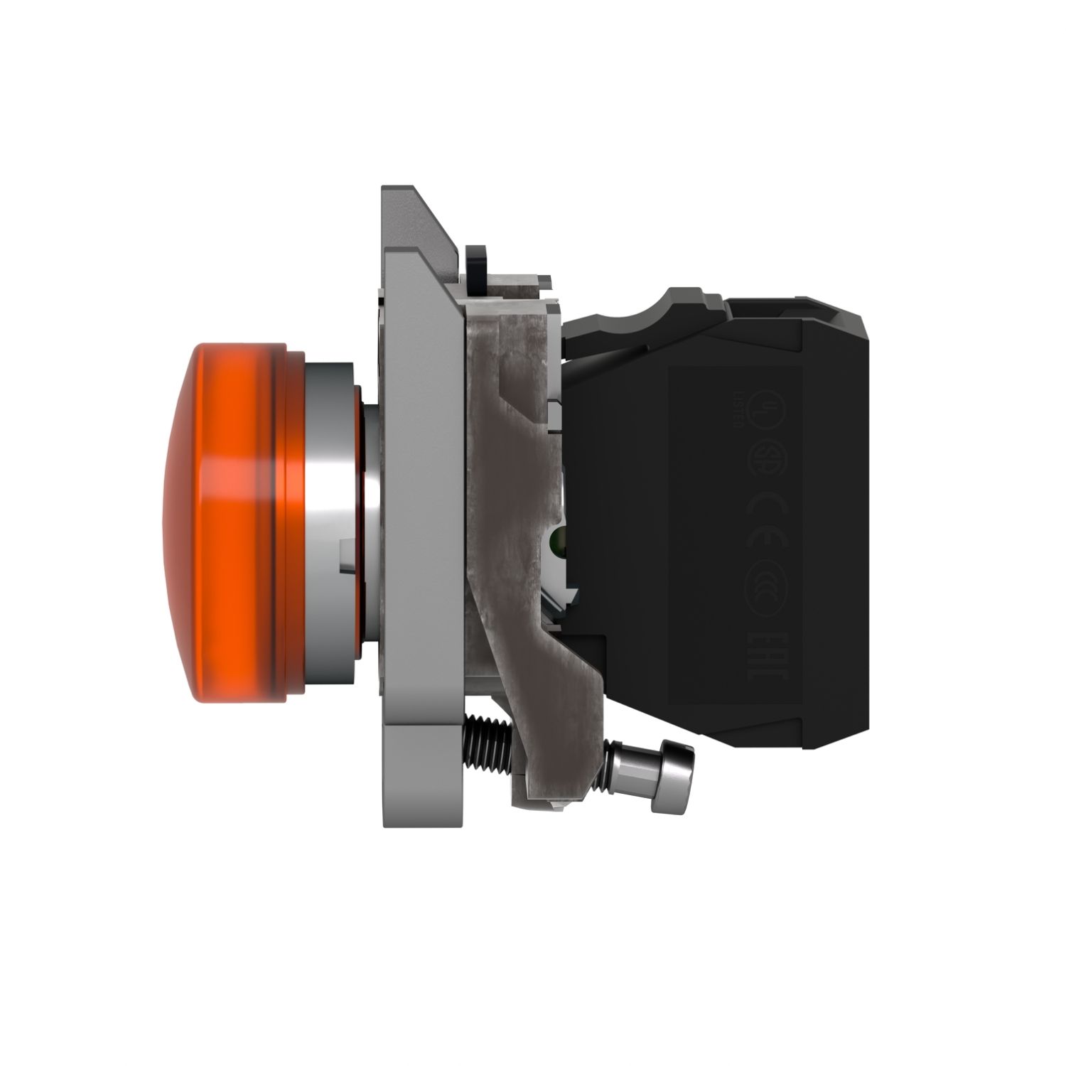 Picture of Pilot light, Harmony XB4, grey plastic, orange, 22mm, universal LED, plain lens, 230...240V AC