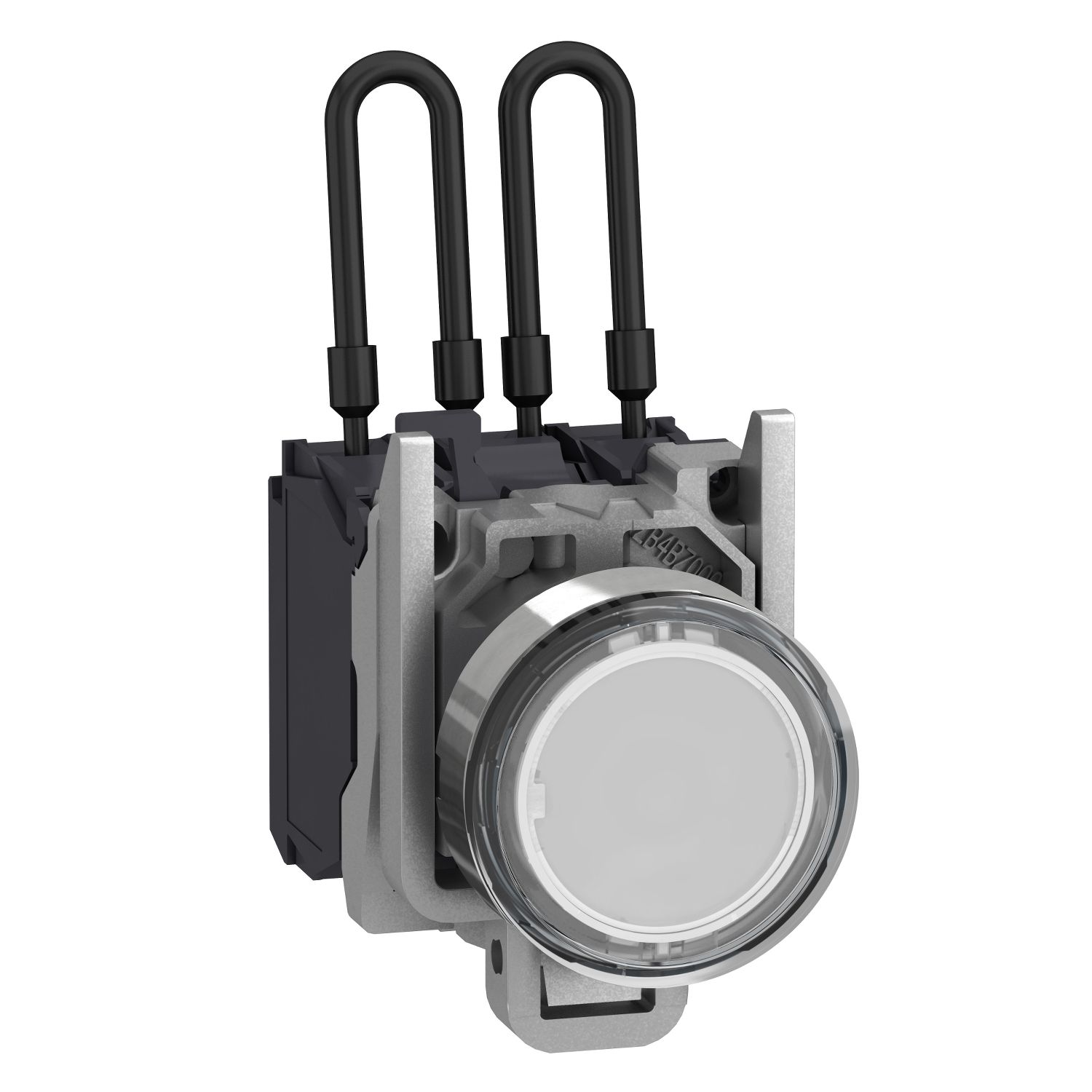 Picture of Push-to-test pilot light, Harmony XB4, metal, white, universal LED, screw clamp terminals, 110...120V