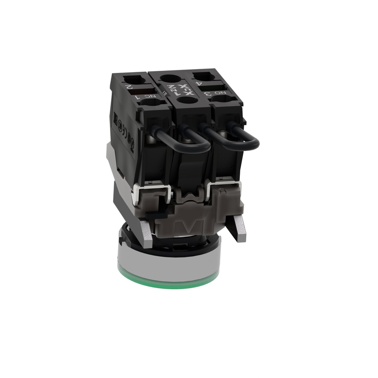 Picture of Push to test pilot light, Harmony XB4, metal, green, 22mm, universal LED, 24V
