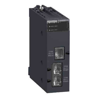 Picture of communication module, Modicon X80, Serial link module, 2 RS485 or 232 ports in Modbus and character mode