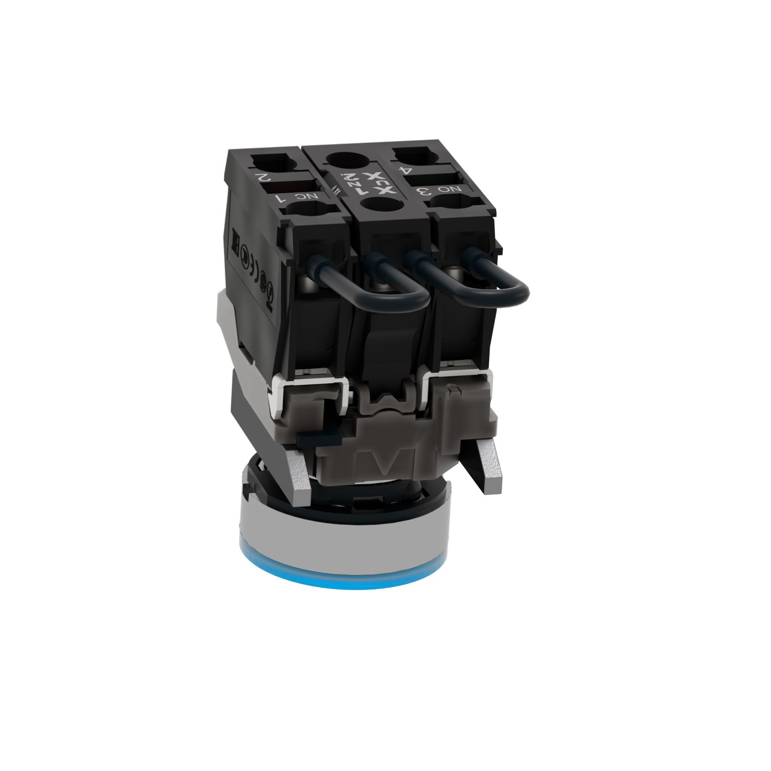 Picture of Push-to-test pilot light, Harmony XB4, metal, blue, universal LED, screw clamp terminals, 24V