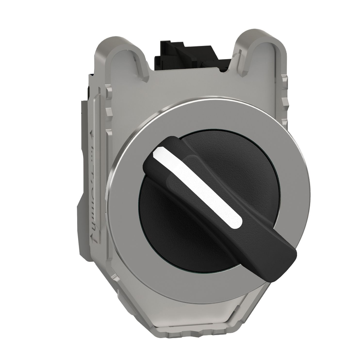 Picture of Selector switch flush mounted, Harmony XB4, metal, black, 30mm, 2 positions, stay put, 1NO