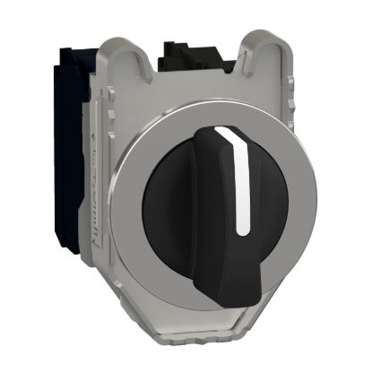 Picture of Selector switch flush mounted, Harmony XB4, metal, black, 30mm, 3 positions, stay put, 2NO