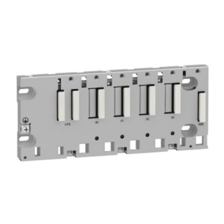 Picture of Backplane, Modicon X80, 4 slots, panel, mounitng plate or DIN rail mounting, ruggedized