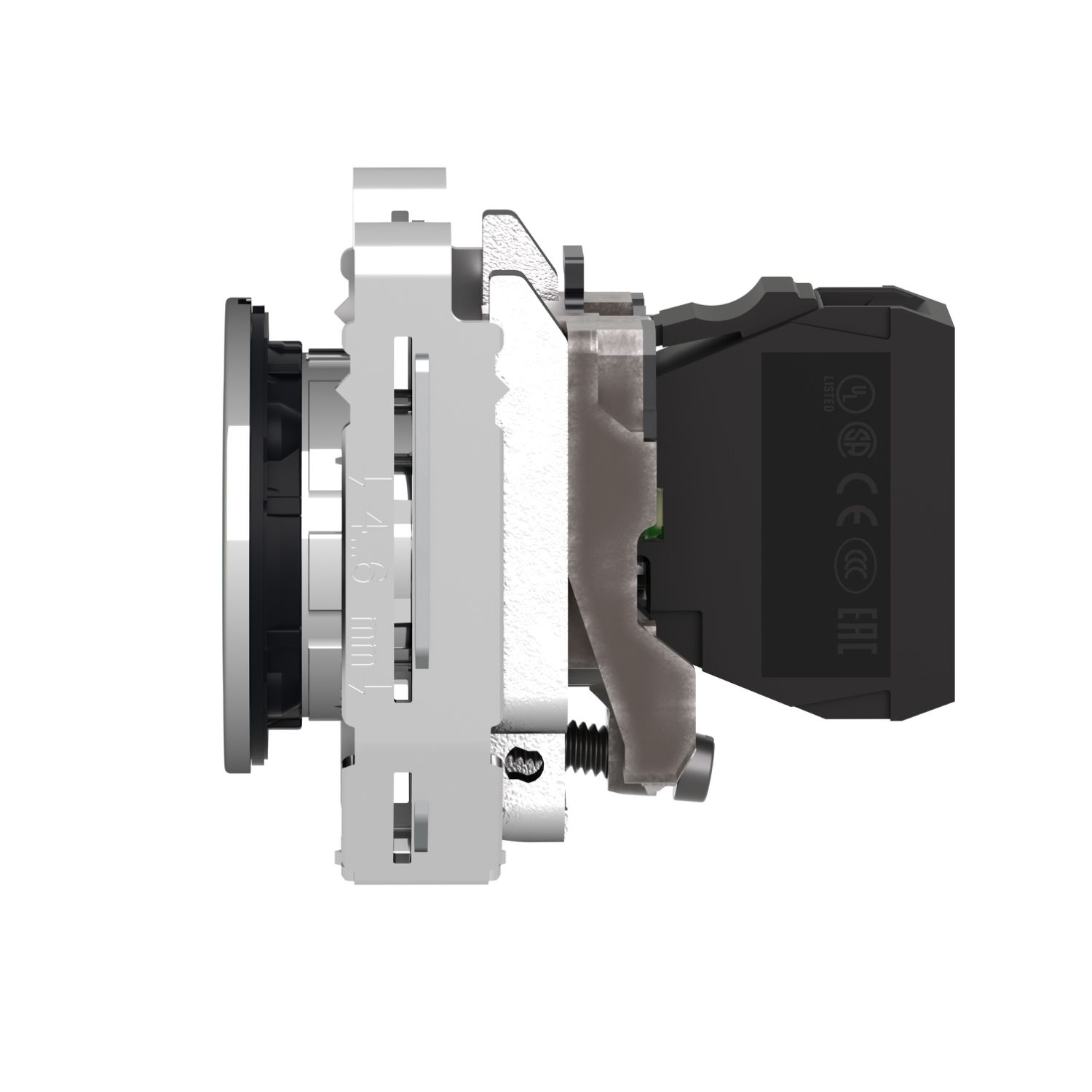 Picture of Pilot light, Harmony XB4,metal, green flush mounted, 30mm, universal LED, plain lens, 24V AC DC