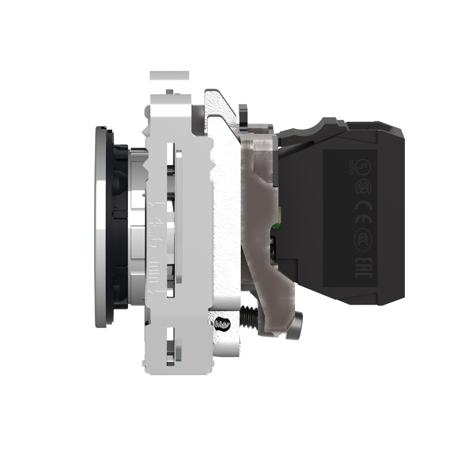Picture of Pilot light, Harmony XB4,metal, green flush mounted, 30mm, universal LED, plain lens, 110...120V AC