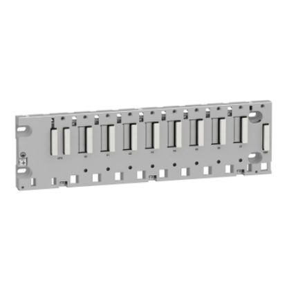 Picture of Backplane, Modicon X80, 8 slots, panel, mounting plate or DIN rail mounting, ruggedized