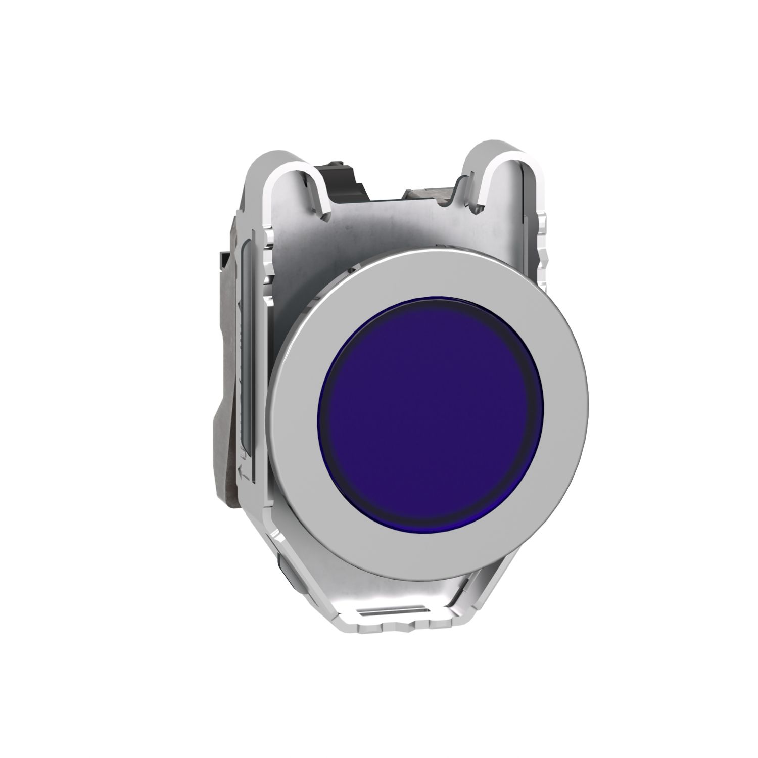 Picture of Pilot light, Harmony XB4,metal, blue flush mounted, 30mm, plain lenswith universal LED, 110…120V AC