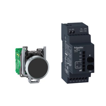 Picture of Wireless push button and configurable receiver with 10 colored caps, Harmony XB5R, metal, Ø22, 24...240 V AC/DC