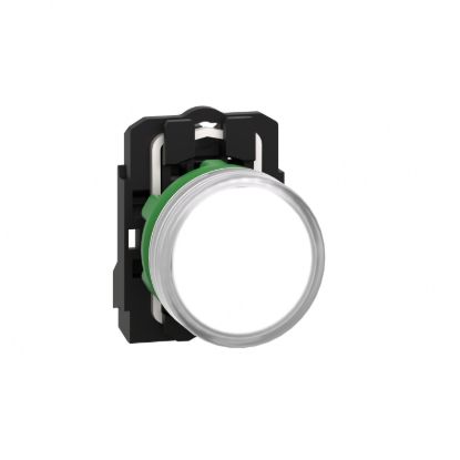 Picture of Pilot light, Harmony XB5, grey plastic, white, 22mm, universal LED, plain lens, 24V AC DC