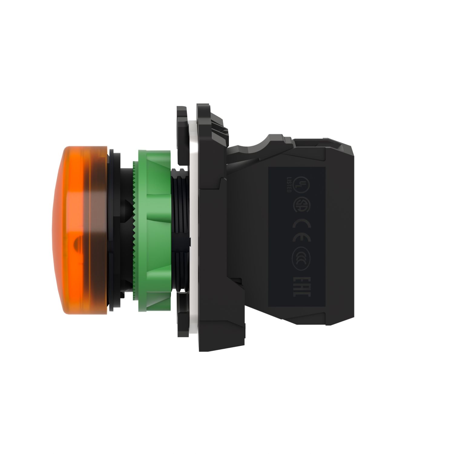 Picture of Pilot light, Harmony XB5, grey plastic, orange, 22mm, universal LED, plain lens, 24V AC DC