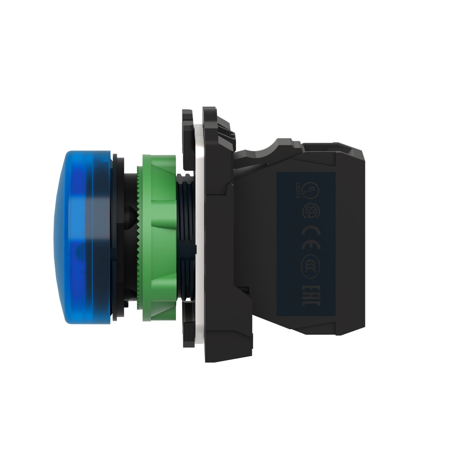 Picture of Pilot light, Harmony XB5, grey plastic, blue, 22mm, universal LED, plain lens, 24V AC DC
