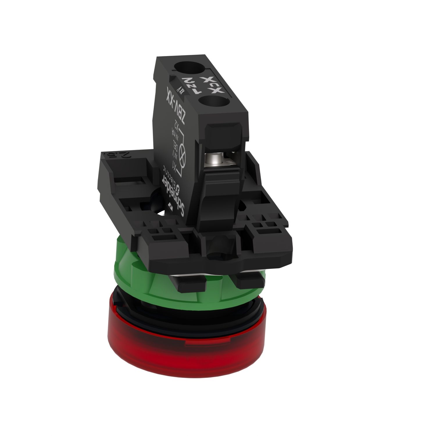 Picture of pilot light, Harmony XB5, grey plastic, red, 22mm, universal LED, plain lens, 110...120V AC
