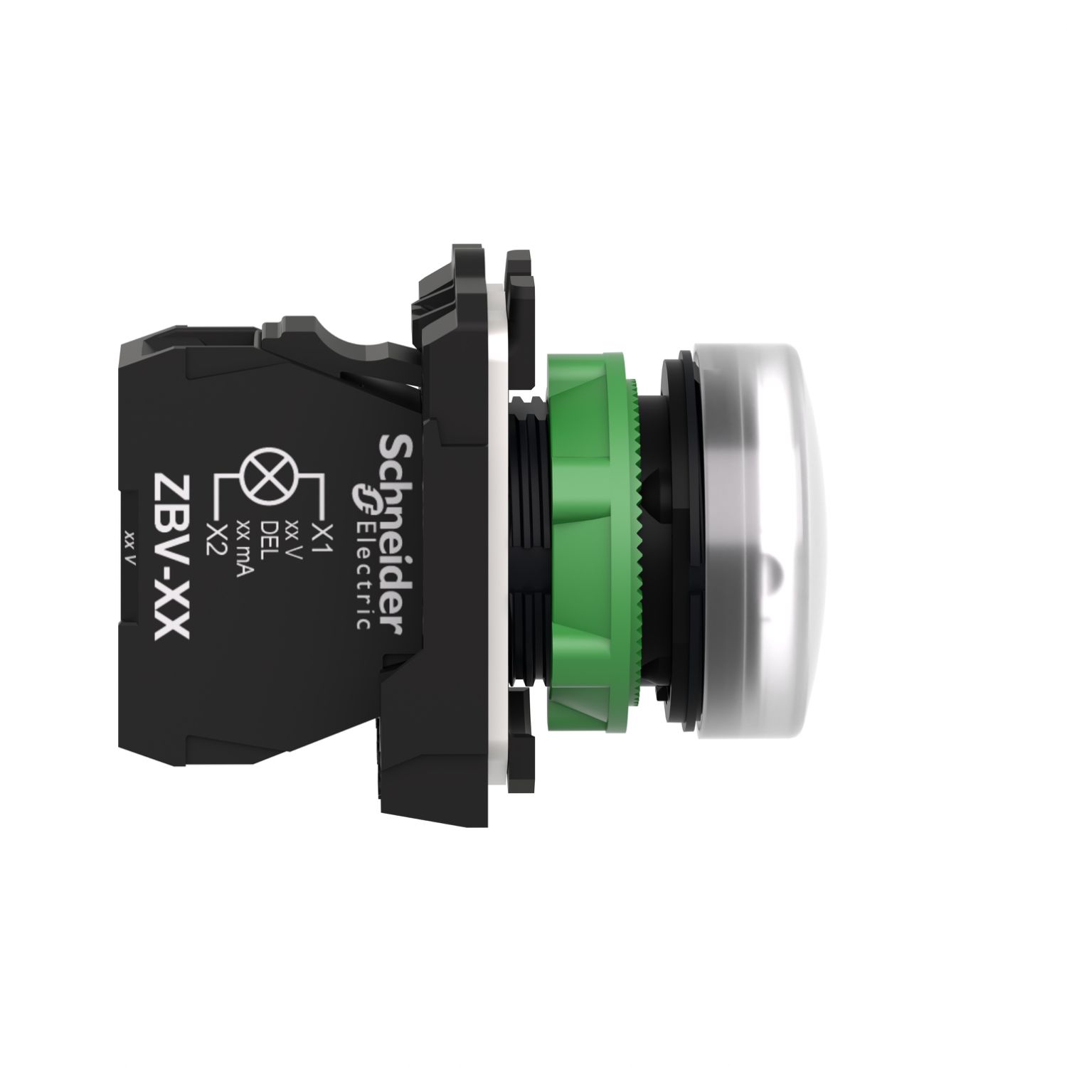 Picture of Pilot light, Harmony XB5, grey plastic, white, 22mm, universal LED, plain lens, 230...240V AC