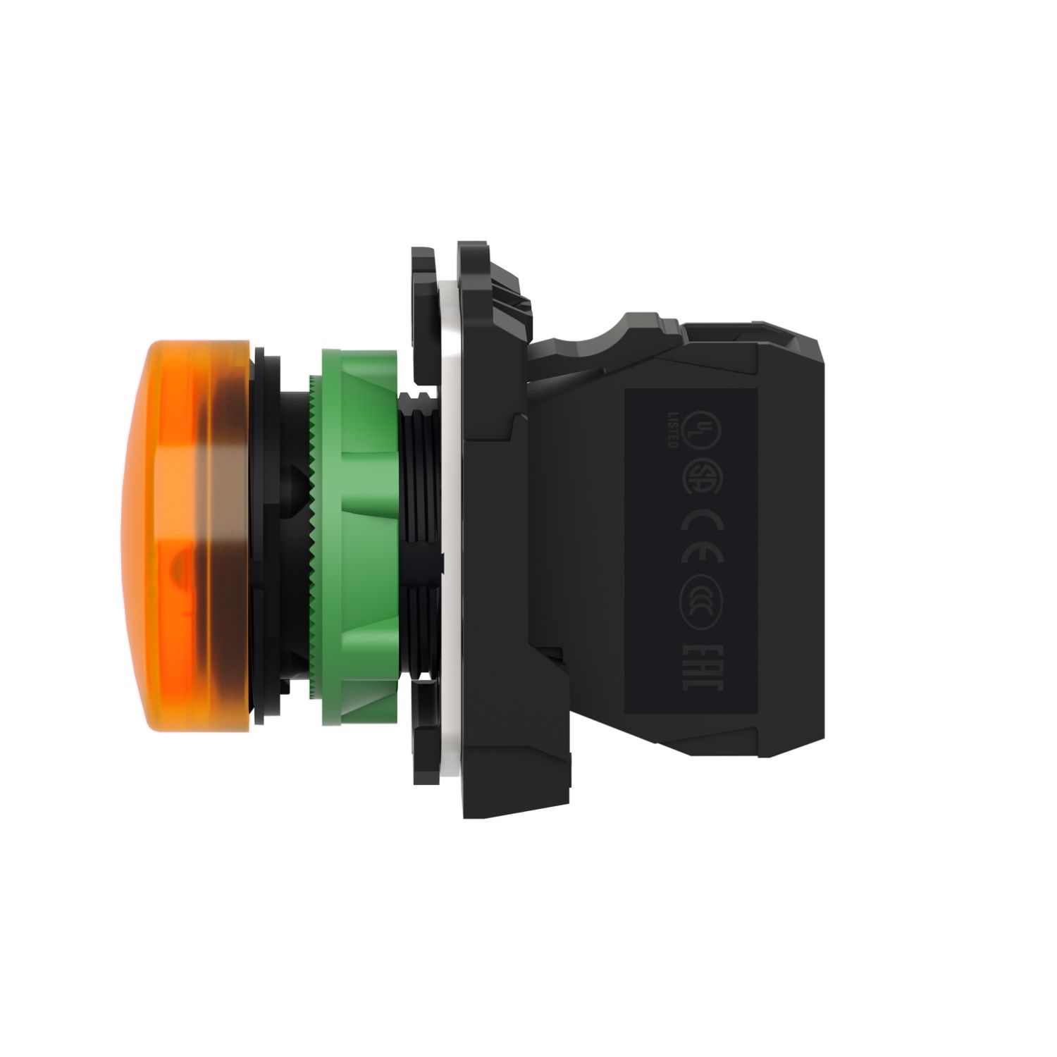Picture of Pilot light, Harmony XB5, grey plastic, orange, 22mm, universal LED, plain lens, 230...240V AC
