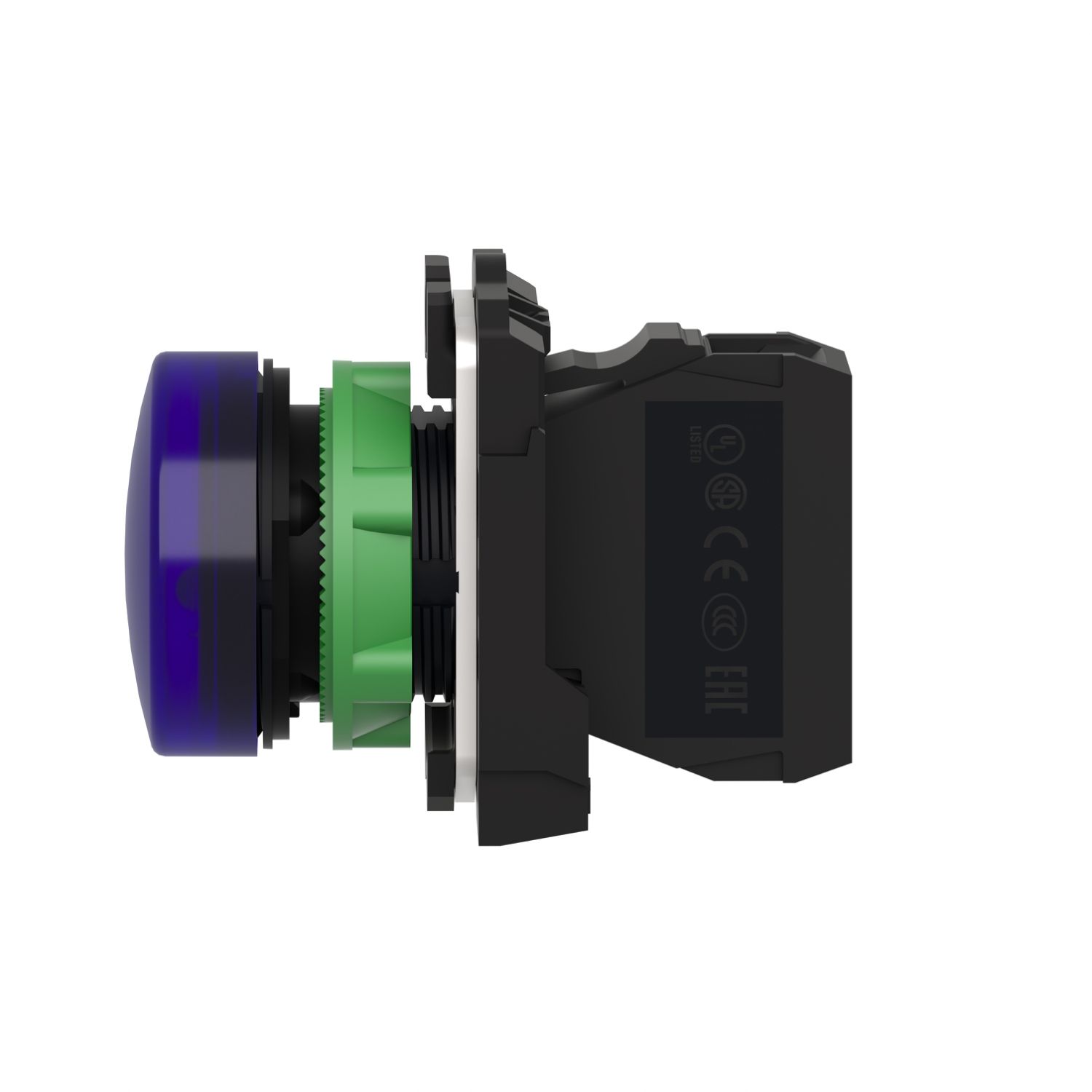 Picture of Pilot light, Harmony XB5, grey plastic, blue, 22mm, universal LED, plain lens, 230...240V AC