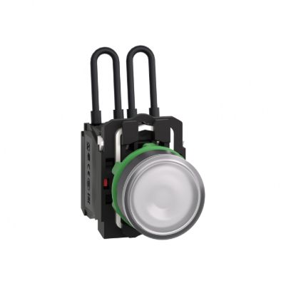 Picture of Push-to-test pilot light, Harmony XB5, plastic, white, universal LED, screw clamp terminals, 24V