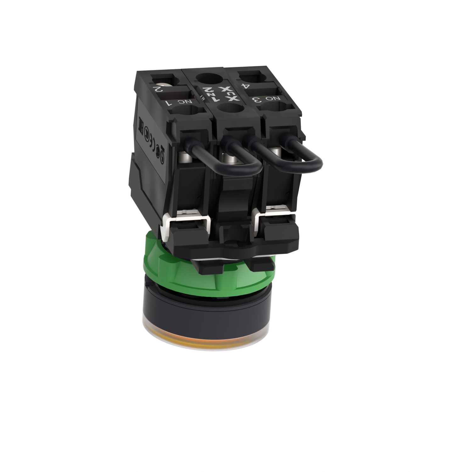 Picture of Push-to-test pilot light, Harmony XB5, plastic, orange, universal LED, screw clamp terminals, 24V