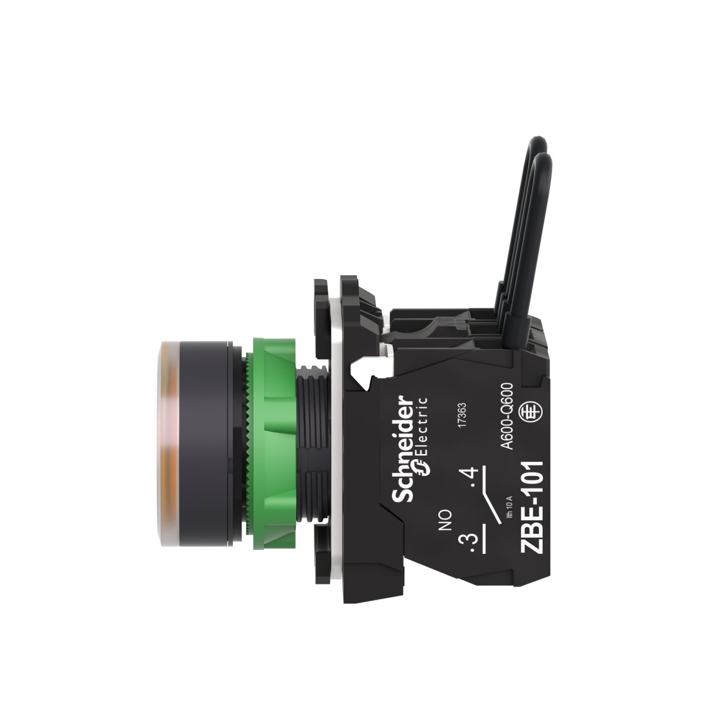 Picture of Push-to-test pilot light, Harmony XB5, plastic, orange, universal LED, screw clamp terminals, 24V