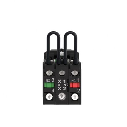 Picture of Push-to-test pilot light, Harmony XB5, plastic, blue, universal LED, screw clamp terminals, 24V