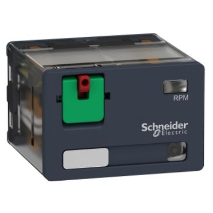Picture of plug-in relay, Harmony electromechanical relays, 15A, 4CO, with LED, lockable test button, 230V AC