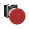 Picture of Emergency stop push button, Harmony XB4, metal, red mushroom, 40mm, 22mm, trigger latching turn to release, 2NC