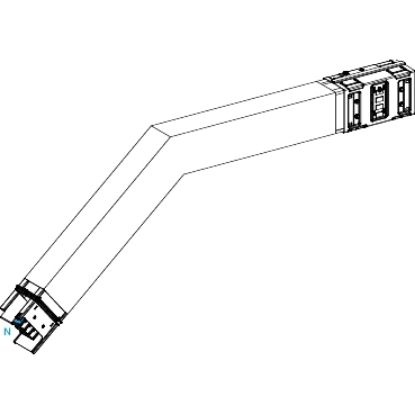 Picture of Elbow, Canalis KSA630, aluminium, 500/630A, sides A/B made to measure, to go downward, special angle, 3L+N+PE, RAL9001