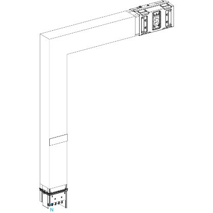 Picture of Elbow, Canalis KSA630, aluminium, 500/630A, sides A/B made to measure, 1 fire barrier, to go downward, 3L+N+PE, RAL9001
