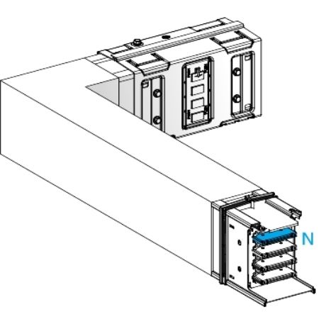 Picture of Elbow, Canalis KSA630, aluminium, 500/630A, side B made to measure, turns left, 3L+N+PE, white RAL9001