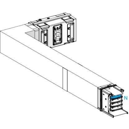 Picture of Elbow, Canalis KSA630, aluminium, 500/630A, side B made to measure with fire barrier, turns left, 3L+N+PE, white RAL9001