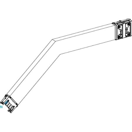 Picture of Elbow, Canalis KSA400, aluminium, 400A, sides A/B made to measure, to go downward, special angle, 3L+N+PE, RAL9001