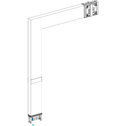 Picture of Elbow, Canalis KSA400, aluminium, 400A, sides A/B made to measure, 1 fire barrier, to go downward, 3L+N+PE, RAL9001
