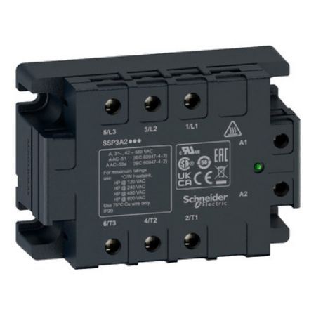 Picture of Harmony Solid State Relays, Solid state relay, 50A, panel mount, zero voltage switching, thermal pad, input 18…36V AC, output 48…530V AC