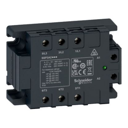 Picture of Harmony Solid State Relays, Solid state relay, 25A, panel mount, zero voltage switching, thermal pad, input 180…280V AC, output 48…530V AC