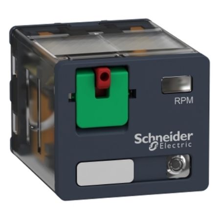 Picture of plug-in relay, Harmony electromechanical relays, 15A, 3CO, with LED, lockable test button, 230V AC
