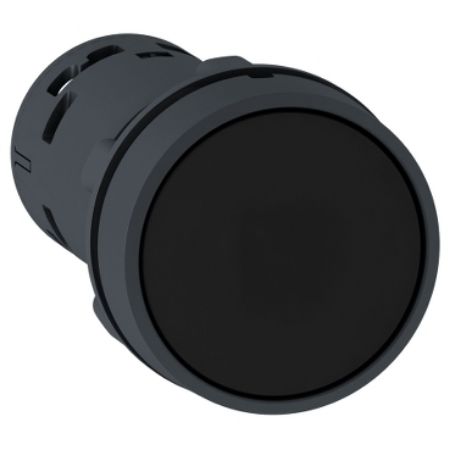 Picture of Monolithic push button, Harmony XB7, plastic, black, 22mm, spring return, unmarked, 1NO